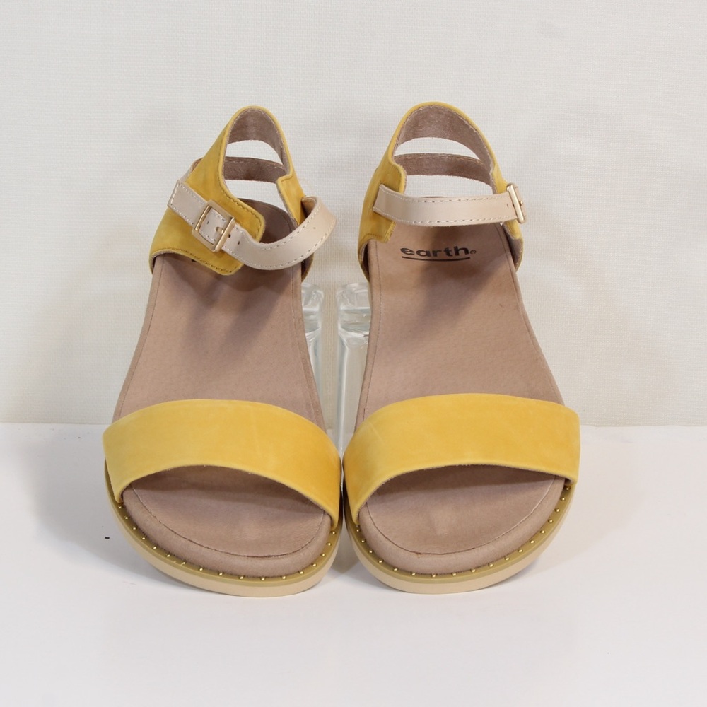 Earth Yellow Leather Grove Cameo Ankle Strap Sandal NIB